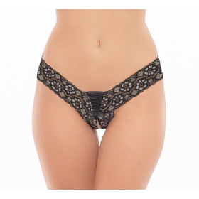 String noir ouvert avec laçage sur le devant - REN1158-BLK String noir ouvert avec laçage sur le devant - REN1158-BLK