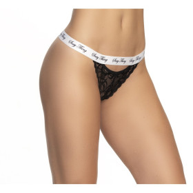 Culotte dentelle noir avec ceinture blanche imprimé - MAL118BKW Culotte dentelle noir avec ceinture blanche imprimé - MAL118BKW