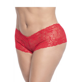 Shorty en dentelle rouge grande taille - MAL90XRED Shorty en dentelle rouge grande taille - MAL90XRED