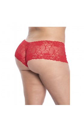 Shorty en dentelle rouge grande taille - MAL90XRED