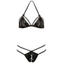 Soutien-gorge en dentelle noire avec bonnets détachables et string - R221125410