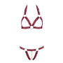 Soutien-gorge ouvert et string rouge à larges bandes sexy - R2213010