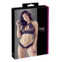 Soutien-gorge bandeau, en dentelle et résille noire et string ouvert - R2213648