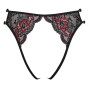 Culotte ouverte en fine dentelle florale rouge et noire - R23221451101