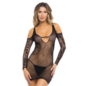 Robe résille noire Bite Me  Choke Me - REN7100-BLK Robe résille noire Bite Me  Choke Me - REN7100-BLK