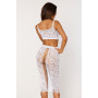 Ensemble 2 pièces, brassière résille fantaisie et jupe longue assorti - DG12921WHT