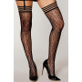 Bas résille dessin léopard avec jarretières noires/transparentes - DG0433BLK