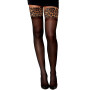 Bas noir avec jarretières leopard - DG0432LEB