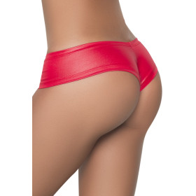 Tanga rouge wetlook froncé sur les fesses - MAL3025WRD Tanga rouge wetlook froncé sur les fesses - MAL3025WRD