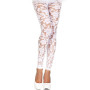 Legging blanc fin transparent motif fleuri - MH35344WHT