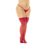 Bas en résille sexy rouge, grande taille, autofixant - MAL1108XRD