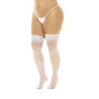 Bas en résille sexy blanc, grande taille, autofixant - MAL1108XWHT