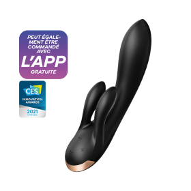 Vibromasseur rabbit noir double stimulation clitoris Double Flex Satisfyer - CC597809 Vibromasseur rabbit noir double stimulation clitoris Double Flex Satisfyer - CC597809