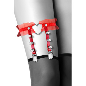 Jarretière rouge avec coeur pointes et tulle - CC6060100030 Jarretière rouge avec coeur pointes et tulle - CC6060100030