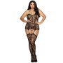Combinaison noire grande taille guêpière et bas dentelle - DG0145XBLK