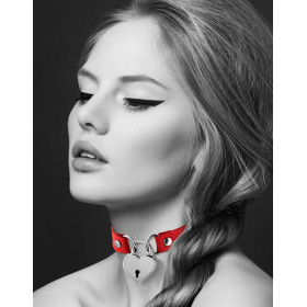 Collier en cuir rouge SM avec pendentif cadenas coeur argenté - CC6060040030 Collier en cuir rouge SM avec pendentif cadenas coeur argenté - CC6060040030