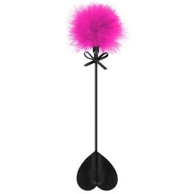 Cravache noire coeur bdsm avec plumeau rose - CC5700760201
