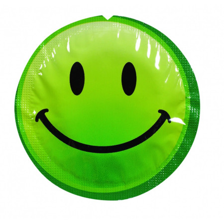 Préservatif lubrifié en latex smiley x 1 couleur aléatoire 54mm