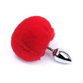 Plug anal aluminium avec pompon rouge Taille S - RY-001MPJ-018RED Plug anal aluminium avec pompon rouge Taille S - RY-001MPJ-018RED