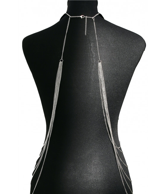 Bijou Tour de cou avec chaines de corps argenté - BCHA001SIL