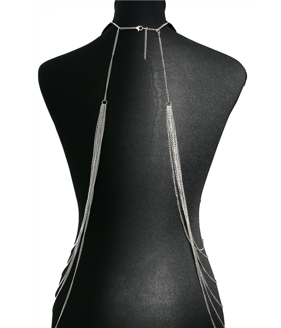 Bijou Tour de cou avec chaines de corps argenté - BCHA001SIL