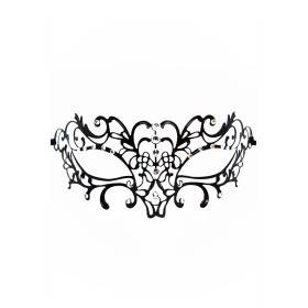 Masque vénitien Elena rigide noir  avec strass  - HMJ-003BK