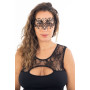 Masque vénitien Elena rigide noir  avec strass  - HMJ-003BK