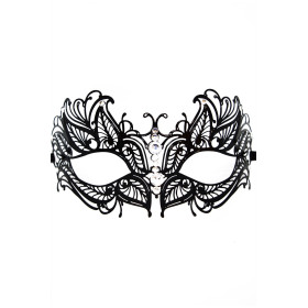 Masque vénitien Greta rigide noir avec strass  -  HMJ-005BK