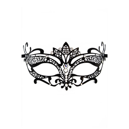 Masque vénitien Asia rigide noir avec strass - HMJ-028BK
