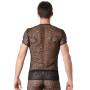 T-shirt noir sexy filet irrégulier fétichiste