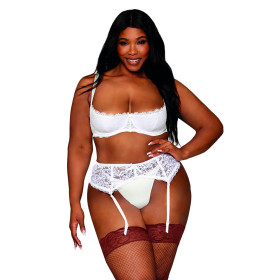 Soutien-gorge, grande taille, Demi-seins à armatures en dentelle blanche - DG13252XWHT Soutien-gorge, grande taille, Demi-seins à armatures en dentelle blanche - DG13252XWHT