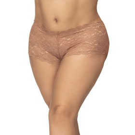 Shorty grande taille en dentelle couleur taupe - MAL90TAUP Shorty grande taille en dentelle couleur taupe - MAL90TAUP