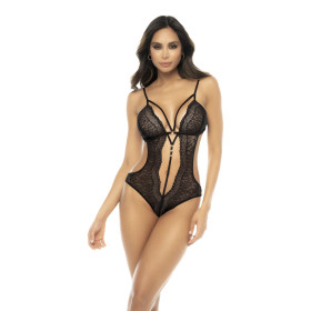 Body Paris en dentelle fantaisie noir avec bretelles réglables - MAL8856BLK Body Paris en dentelle fantaisie noir avec bretelles réglables - MAL8856BLK