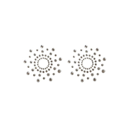 Paire de cache tétons adhésifs strass blanc - NP-1030WHT
