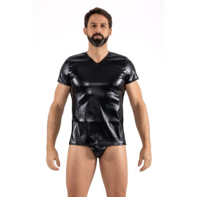 T-Shirt noir Black Desire en simili cuir - LM2401-81BLK T-Shirt noir Black Desire en simili cuir - LM2401-81BLK