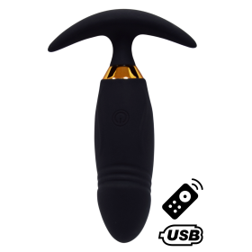 PEACH, Plug Vibrant noir long USB avec télécommande, dans un silicone médical doux et lisse - B72BLK PEACH, Plug Vibrant noir long USB avec télécommande, dans un silicone médical doux et lisse - B72BLK