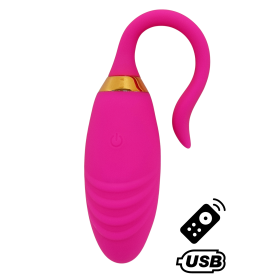 PLEASURE, Un Œuf vibrant USB avec télécommande, dans un silicone médical doux et rainuré - B24PNK PLEASURE, Un Œuf vibrant USB avec télécommande, dans un silicone médical doux et rainuré - B24PNK