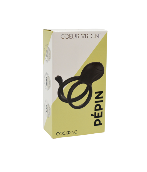 PEPIN, Cockring à double anneaux dans un silicone médical doux avec 1 mode de vibration - COR032BLK