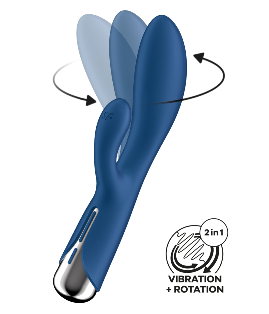 Vibromasseur rabbit USB tête rotative bleu Spinning Rabbit 1 Satisfyer - CC597856