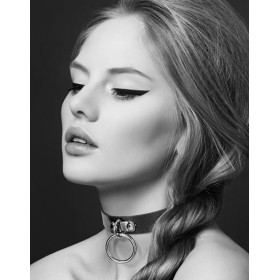 Collier en cuir noir SM avec anneau métal argenté pour laisse - CC6060010010 Collier en cuir noir SM avec anneau métal argenté pour laisse - CC6060010010