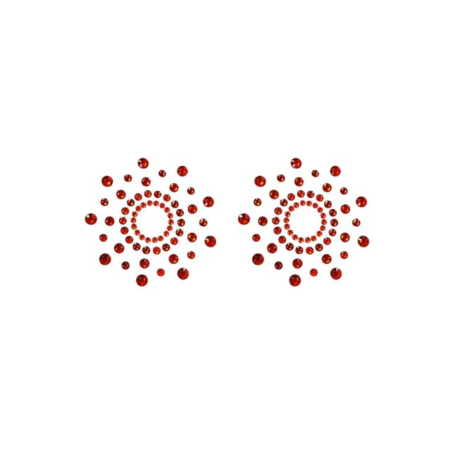 Paire de cache tétons adhésifs strass rouge - NP-1030RED