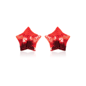 Paire de cache tétons adhésifs étoile pailletée sequin rouge - NP-2020 Paire de cache tétons adhésifs étoile pailletée sequin rouge - NP-2020
