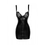F254 Mini-robe Powerwetlook avec poitrine en dentelle et fermeture éclair à 2 sens