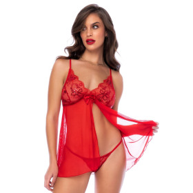 Babydoll rouge et string assorti - MAL7559RD Babydoll rouge et string assorti - MAL7559RD