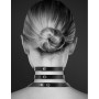 Collier en cuir noir SM triple lanière avec anneau métal argenté - CC6060060010