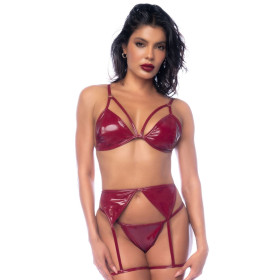 Ensemble 3 pièces en vinyle bordeaux - MAL2762GLWN Ensemble 3 pièces en vinyle bordeaux - MAL2762GLWN