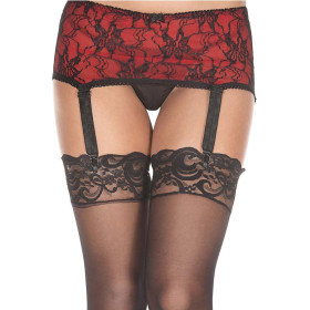 Porte-jarretelles rouge bandeau ceinture avec jarretelles réglables et dentelle noire - MH7734REB Porte-jarretelles rouge bandeau ceinture avec jarretelles réglables et dentelle noire - MH7734REB