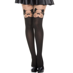 Collant semi opaque avec tête de chien fantaisie - MH7159BBE Collant semi opaque avec tête de chien fantaisie - MH7159BBE