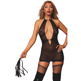 Nuisette avec porte jarretelles et fouet - DG13704BLK Nuisette avec porte jarretelles et fouet - DG13704BLK
