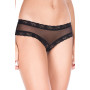 Tanga string ouvert noir maille transparente et dentelle - ML10007BLK